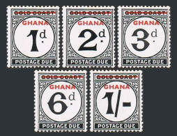 Ghana J1-J5, Hinged. Michel P1-P5. Due Stamps 1958. Gold Coast Overprinted. - Préoblitérés