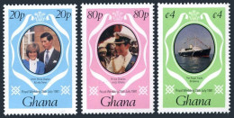 Ghana 759-761,762,MNH.Mi 897-899,Bl.90. Royal Wedding 1981.Prince Charles,Diana. - Préoblitérés
