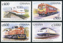 Ghana 2105-2108, 2110 Af Sheet,MNH. Railways Of The World,1999.Trains.  - Voorafgestempeld