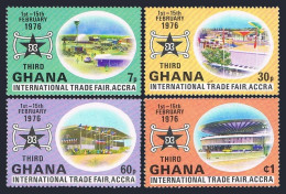 Ghana 574-577, MNH. Michel 634-637. Trade Fair, Accra, 1976. Exhibition Halls. - Voorafgestempeld