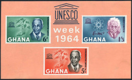 Ghana 191a Sheet,hinged.Michel Bl.13. Carwer,Washington,Einstein.1964. - Preobliterati