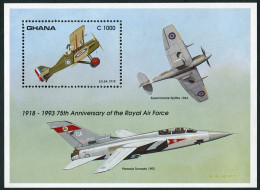 Ghana 1565,MNH.Mi 1831 Bl.224. Aviation,1993. S.E.5A 1918, Supermarine Spitfire. - Voorafgestempeld