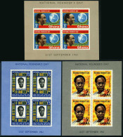 Ghana 104a-106a,MNH.Michel Bl.3-6. Founders Day 1961.President Nkrumah.Cloth, - Voorafgestempeld