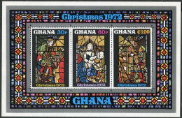 Ghana 471a, MNH. Mi Bl.48. Christmas 1972. Correggio, Holbein, A.Rico, Melchior. - VorausGebrauchte