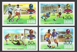 Ghana 535-538,539 Imperf,MNH.Mi 581B-584B,Bl.58B. Soccer Cup Munich-1974.Winner. - VorausGebrauchte