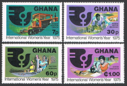 Ghana 554-557, 558 Sheet, MNH. Mi 605-608,Bl.61. Women's Year IWY-1975. Tractor, - Préoblitérés