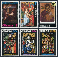 Ghana 466-471,471a.MNH.Michel 486-491,Bl.48. Christmas 1972. Correggio, Holbein, - Precancels