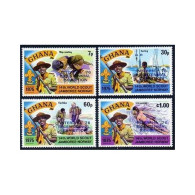 Ghana 578-581,582 Ad Sheet,MNH. INTERPHIL 1976.Nordjamb-1975 Boy Scouts Jamboree - Préoblitérés