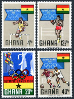Ghana 340-343,MNH. Mi 351-354. Olympics Mexico-1968. Hurdling,Boxing,Soccer,Flag - Voorafgestempeld