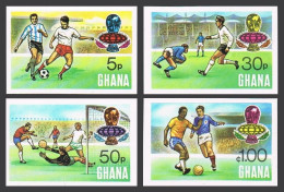 Ghana 525-528,529 Imperf,MNH.Mi 564B-567B,Bl.57B. World Soccer Cup Germany-1974. - Prematasellado