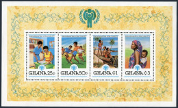 Ghana 713 Ad Sheet, MNH. Michel Bl.81. IYC-1979. Students, Soccer,Boys In Canoe, - Voorafgestempeld