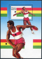 Ghana 1063, MNH. Michel Bl.131. Olympics Seoul-1988. Discus. - Voorafgestempeld