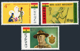 Ghana 308-310,310a, MNH. Mi 319-321,Bl.27. Boy Scouts 1967. Lord Baden-Powell. - Precancels
