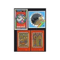 Ghana 544-547,548 Sheet, MNH. Michel 589-592,Bl.59. Christmas 1974. Angel,Camel, - Prematasellado