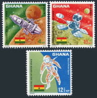 Ghana 305-307, 307a, MNH. Mi 310-312, Bl.26. Peaceful Use Of Outer Space, 1967. - Préoblitérés
