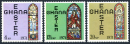 Ghana 415-417, MNH. Michel 428-430. Easter 1971. Stained Glass Windows. - Precancels