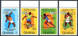 Ghana 606-609, 610, MNH. Michel 686-689, Bl.69. Olympics Montreal-1976. Winners. - Voorafgestempeld