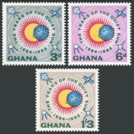 Ghana 186-188, MNH. Michel 185-187. Quiet Sun Year IQSY-1964. Space, Satellites. - Preobliterati