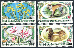 Ghana 450-453, MNH. Mi 468-471. Monkey, Squirrel, Star Grass, Amaryllis. 1972. - VorausGebrauchte