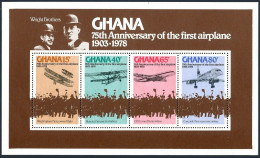 Ghana 654 Sheet,MNH.Michel 742-745 Bl.75. 1st Powered Flight,75,1978.Concorde. - Voorafgestempeld