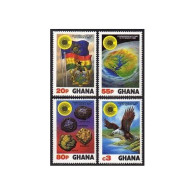 Ghana 822-825,MNH.Michel 964-967. Commonwealth Day 1983.Flags,Minerals,Eagle. - Prematasellado