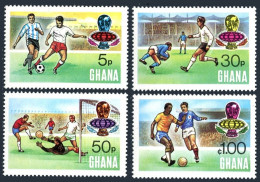 Ghana 525-528 A,C,529,MNH.Michel 564-567 A,C,Bl.57.World Soccer Cup Germany-1974 - Preobliterati
