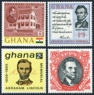 Ghana 208-211, MNH. Michel 216-219. Abraham Lincoln, Centenary Of Death, 1965. - Preobliterati