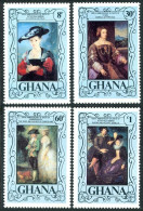 Ghana 626-629,630,MNH.Michel 710-713,Bl.72. Rubens,Titian,Gainsborough.Portraits - Voorafgestempeld
