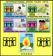 Ghana 449a Sheet, MNH. Michel Bl.45. Book, Flame Of Knowledge, IBY-1972. Snake. - Preobliterati