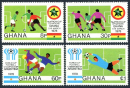 Ghana 660-663,664,MNH.Mi 746-749,Bl.76. African,World Soccer Cup Argentina-1978. - VorausGebrauchte
