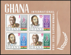 Ghana 351a Sheet, MNH. Michel Bl.35. Human Rights Year IHRY-1968. - Preobliterati
