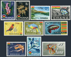 Ghana 277-84,C9-C10,MNH. Mi 287-296. Volta River, Diamond,Bird,Orchid.Value 1967 - Préoblitérés