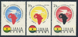 Ghana 111, C5-C6, MNH. Mi 115-117. OAU Conference Of African Heads, 1962. Dove. - Prematasellado
