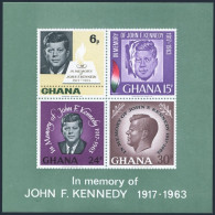 Ghana 239a Sheet, MNH. Michel Bl.19. President John F.Kennedy, 1965. - Prematasellado
