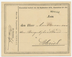 Naamstempel Venraij 1877 - Covers & Documents