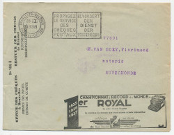 Postal Cheque Cover Belgium 1938 Typewriter - Royal - Leather - Soles - Heels - Shoes - Zonder Classificatie