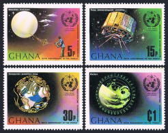 Ghana 503-506,507,MNH.Mi 520-523,Bl.51.WMO-100,1973.Space Research,Satellite,Map - Préoblitérés