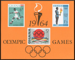Ghana 185a, MNH. Olympics Tokyo-1964. Running, Hurdling, Soccer, Board Jump, - VorausGebrauchte