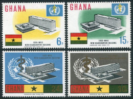 Ghana 247-250,250a Sheet, MNH. Michel 257-260, Bl.20. New WHO Headquarters, 1966 - Voorafgestempeld