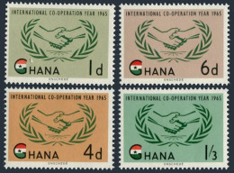 Ghana 200-203,203a, MNH. Michel 206-209, Bl.16. Cooperation Year ICY-1965. - VorausGebrauchte