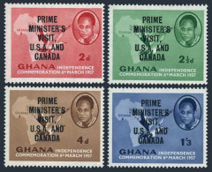 Ghana 28-31, MNH. Mi 32-35. Kwame Nkrumah Visit 1958. Bird Pulm-nut Vulture, Map - Precancels
