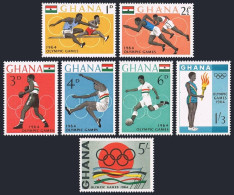Ghana 179-185,185a,MNH.Michel 188-194,Bl.12. Olympics Tokyo-1964:Hurdling,Jump, - Preobliterati
