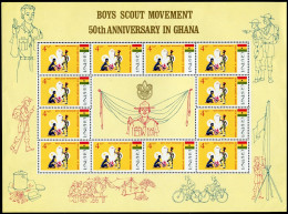 Ghana 308-310sheets,310a,MNH. Ghana-Gold Coast Boy Scouts,50th Ann.1967. - Precancels