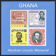 Ghana 211a Sheet, MNH. Michel Bl.18. Abraham Lincoln, Death Centenary, 1965. - Voorafgestempeld