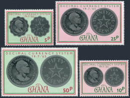 Ghana 212-215, MNH. Michel 220-223. Decimal Currency System, 1965. Coins. - VorausGebrauchte
