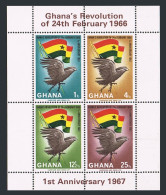Ghana 276a-276b Sheets, MNH. Michel Bl.24A-24B. Revolution, 1967. Eagle, Flag. - Prematasellado