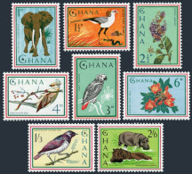 Ghana 192-199, MNH. Mi 198-205. Fauna 1964. Secretary Bird, Elephant, Parrot, - Precancels