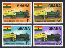 Ghana 156-159, MNH. Michel 162-165. Ghana Railway, 1963. Steam, Diesel Engines. - Preobliterati
