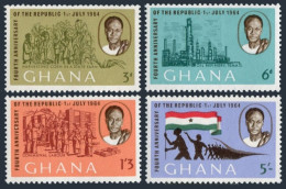 Ghana 167-170,170a Sheet, MNH. Michel 173-176,Bl.10. Nkrumah, Flag, Oil Industry - Preobliterati