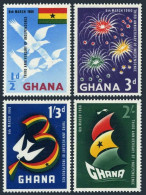 Ghana 71-74, MNH. Michel 73-76. Independence Day, 1960. Eagles, Dove, Ship. - Precancels